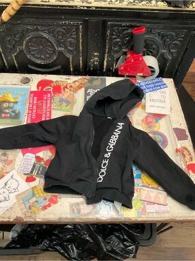 Dolce & Gabbana Kids Black Zip-Up Hoodie with Logo Trim
